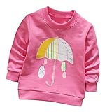 三番目の店　幼児 キッズ ガールズ ボーイズ ロングスリーブ 傘ソフトトップスTシャツ暖かい服 (90, ホットピンク)