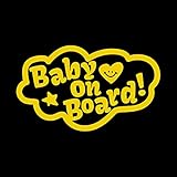 手書き風 baby on board カッティング ステッカー イエロー 黄
