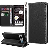 MINIKA Google pixel 7a 用 ケース 手帳型 ストラップ付き 高級レザー ピクセル7a ケース グーグルピクセル7a 携帯カバー おしゃれ スマホケース カード収納 横置きスタンド機能 内蔵マグネット 開閉式 両面 360度 全面保護 耐衝撃 上質な手触り 擦り傷防止 汗や指紋防止 耐汚れ（ブラック）