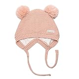 (よキーよ)Yokeeyo ニット帽 毛糸 ボンボン付き 耳当て 新生児帽子 ベビー用帽 赤ちゃん キッズ 帽子 男の子 女の子 男女児 秋冬 防寒 防風 スタイリッシュ