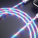 ケーブル 1M 充電ケーブル 急速・安定 流れるLEDライト USBケーブル android Type-c (ホワイト,Type-c)