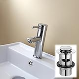 Basin Sink Mixer Taps Bath Bathroom Chrome Cloakroom Slotted Pop Up Waste BOSTON