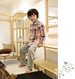 (チェリーレッド) CherryRed 子供 男の子 女の子 ファション パジャマ ルームウェア 部屋着 寝間着 上下2点セット 長袖 フリース 春秋向け リラックス 快適 気持ち良い チェック コッ
