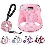 PUKAKO 犬 ハーネス 猫 リードセット 胴輪 小型犬 犬用ハーネス 猫用 服 メッシュ素材 身体に優しい 反射材付き 調節可能 お散歩 着脱簡単 引っ張り防止 人気 おしゃれ 可愛い