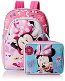 Disney Girl's Minnie Mouse Deluxe Backpack with Lunch Kit, Pink, One Size [並行輸入品]