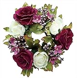 エルアーツ 造花 ミニローズリング 直径12cm・花径3~5cm ワイン E3786-09