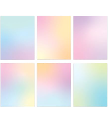 Whaline 80-Sheet Rainbow Watercolor Stationery Paper – 8.5x11 Inch Pastel Gradient Decorative Paper