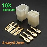 YunShuo 10pcs 1 2 3 4 6 8p Female Spade Insulated Wire Connectors Crimp Electrical Terminals 6.3mm (