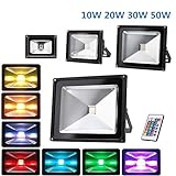 Magokoro LED RGB 投光器 ★高輝度★省エネ★防水加工 3mコード付き 16色イルミネーション★リモコン付き (50W)