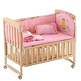 [Enerhu]ベッドバンパーベビー ベッドガードパット5点セット 全周 洗濯可能 怪我防止 ピンク L