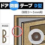ドア隙間防音テープ　Ｄ型　[隙間 3～5mm用] 　１本入り（裂くと2本）