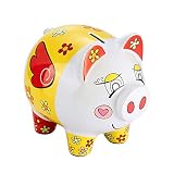 zching Pigセラミック貯金箱for KidsガールズギフトPersonalized保育園インテリア イエロー