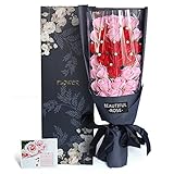 YOBANSA 造花 フレグランス ソープ フラワー プレゼント手作り花束 石鹸花 枯れない 花 母の日 誕生日 結婚祝い 結婚記念日 大切な人への感謝 メッセージカード付き (33本，ライトピンク)