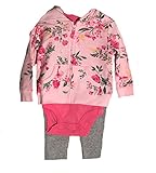 Carter's(カーターズ) ベビー ガールズ コットン パーカー / ボディスーツ / ロングパンツ 3点セット (花柄 / ピンク) Baby Girls' 3-Piece Set (12M(8