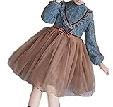 ナナコレクション Nana_Collection 秋冬 あったか 裏起毛 上品 レース フリル シフォン 発表会 結婚式 子供 キッズ ジュニア 女の子 ブルー 110cm