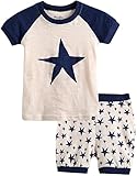 [Vaenait Baby]キッズ12ヶ月-7歳綿100％ルームウェア半袖パジャマ寝間着上下セットPumping Star Navy M