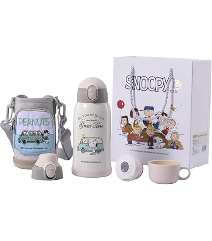 Amazon.co.jp: スヌーピー 水筒 ストロー付き水筒 真空断熱 2WAY