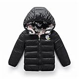 InitialG【イニシャルジー】キッズ ダウンコート ダウンジャケット トップス 無地 フード付き リバーシブル 2way 男女兼用 021-xzh-8808(130 ブラック )