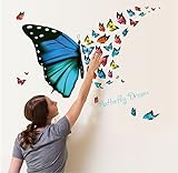 Amaonm ®リムーバブル漫画PVC 3d DIYカラフルな蝶壁デカール&レタリング" Butterfly Dream "壁ステッカー壁画ホーム壁アート装飾子供部屋少女のベッドルームバスルーム