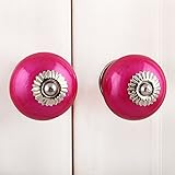 IndianShelfのセット2ハンドメイドセラミックネオンピンクドアノブ引き出しハンドルドレッサーPulls 20 Knobs of 1.50" SCRK-57-2-20
