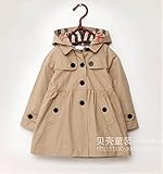 キッズ 春秋 おしゃれ トレンチコート フード付き 女の子 ベージュ 赤 (140ｃｍ, ベージュ)