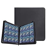 PAKESI 12ポケットトレーディングカードアルバム480カード収納インナーページカードPUピックアップ収納収納両面サイドマウントPPポケットやその他のカードを集める-ブラック