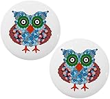 セットの2マルチ円Owl withグリーンEyesセラミックキャビネット引き出しノブ