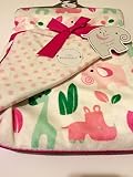 Safari Baby Girl Blanket Reversible by Sweet Lullaby