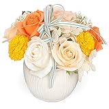 YOBANSA ソープフラワー 白陶器 枯れない 花 石鹸花束 創意プレゼント 父の日 母の日 バレンタインデー 誕生日 結婚記念日 クリスマス (オレンジ)