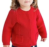 Bevalsa子供 長袖 カーディガン ニット シンプル キッズ 無地 セーター 丸首 Tシャツ ボタン付き 男女兼用 カジュアル