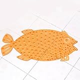 X & W魚バスルーム床マットシャワーwith Suckerノンスリップアンチスキッド吸引ビーチテーマホームDecorセーフfor Kid子Elder イエロー