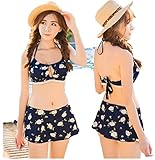 Bathing Sweet Little Daisyレースセクシービキニスカート水着3ピーススーツ US サイズ: XL カラー: ブルー