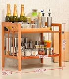 Lying キッチン用棚、棚用ラック床用電子レンジオーブンキッチン用品収納ラックオーブンラックポットラックソリッドウッドバンブーL52 / 60/70 / 80cm * W38cm * H50cm -