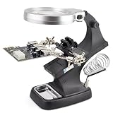 OLLGEN 10 LED Lighting 3X Main Lens 4.5X Accessorial Lens White Auxiliary Alligator Clip Magnifier T