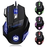 ゲーミングマウス, AFUNTA ZELOTES 7ボタン5500 DPI 調整可能USB有線ゲームマウス LEDライト付き Windows、IOS、Macシステム対応 [並行輸入品]