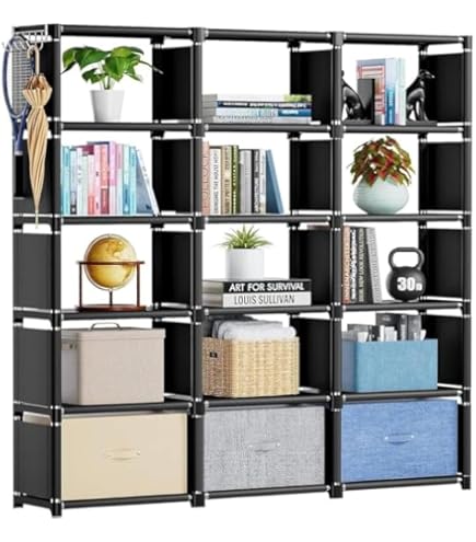 Amazon.co.jp: 本の陳列台 本棚の緑の棚を立てるMDF 14格子書棚