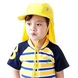 ５０＋ UPF 紫外線 UVカット 幼児の帽子 フラップ付き ベビー 赤ちゃんキャップ キッズ 帽子 女の子 男の子 男女児 5カラー(2〜8歳)【海外直送品】 (M(48~50cm), Yellow