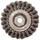 Weiler Dualife Wire Wheel Brush, Round Hole, Steel, Full Twist Knotted, 8" Diameter, 0.023" Wire Dia
