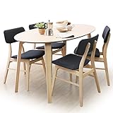 LOWYA （ロウヤ） ダイニングテーブル テーブル チェア 5点セット 4人掛け 楕円 突板 食卓 幅150 ホワイト おしゃれ