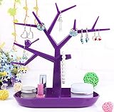 クリエイティブキーホルダーネイルポリッシュペンダントリングイヤリングハンガージュエリーラックオーガナイザーシェルフディスプレイラックバードツリーシェイプ ( 色 : パープル ぱ゜ぷる )