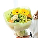 【スーパーサマーセール！】BIO Newひまわりブーケ　フレグランスソープフラワー　12輪　クリアバック・ギフトボックス付　お祝い　記念日　お見舞い　バレンタインデー　ホワイトデー　母の日　　 (グリ