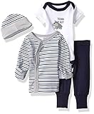 Luvable Friends Baby Preemie 4 Pieceパンツ、ボディスーツ、シャツ、キャップセット US サイズ: XS カラー: ブルー