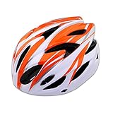 IPRO サイクリング ヘルメット 自転車用 スタイリッシュ 軽量 一体成型 18ホール 通気性 クロスバイク ロードバイク スポーツ バイク (ホワイトオレンジ)
