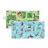 Bumkins Reusable Snack Bag Small 2 Pack, Seuss Cat in the Hat & Green Eggs (SN)