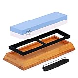 砥石 仕上げ, 砥石 包丁研ぎ 1000 / 6000 両面砥石 家庭 プロ キッチン 木工 工芸 園芸 研ぎ石 角度ホルダー 木台付き
