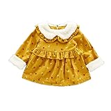 Pojour ベビー服 子供服 女の子 ワンピース 長袖ドレス 秋冬 裏毛 厚手 可愛い小柄ワンピース オシャレ 保温 エアコン室 防寒対策