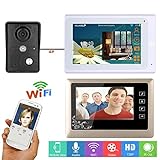 IR-CUT HD 1000TVL有線カメラナイトビジョンと7インチ2モニター有線/無線Wifiビデオドアベルインターホンシステム
