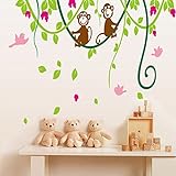 Mr。S Shop Cartoon Dream Baby Monkey壁ステッカーツリー壁デカール子供の部屋のホーム装飾保育園Monkey鳥壁紙
