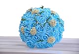 30個の人工ウェディングブーケ花嫁ブライダルブーケローズフラワーBLUE