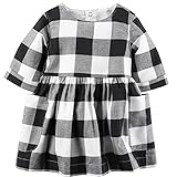 カーターズ（Carter's）女の子用黒x白ギンガムチェックお出かけ用七分袖フランネルシャツワンピース (18months(78-83cm)) [並行輸入品]